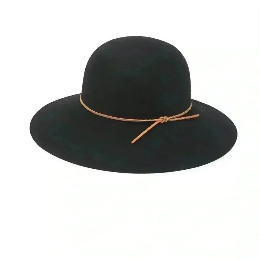 Phenix Round Crown Floppy Wool & Leather Hat